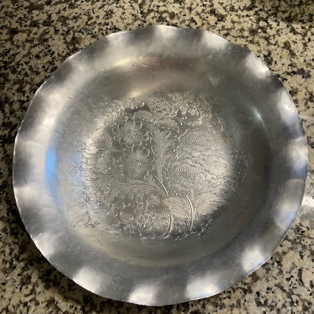 Vintage Aluminum Round Serving Plate Coronet Aluminum N.Y Approx 12"